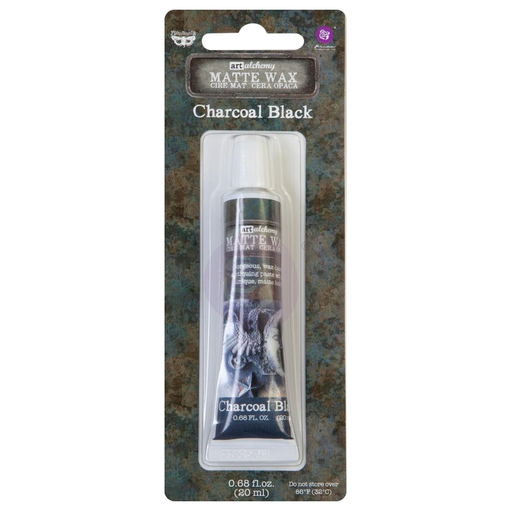 Wax ... Finnabair Art Alchemy by Prima Marketing - Creamy bees wax based mixed media medium for adding metallic and opalescent finishes to off-the-page models, home decor, sculpture, papercrafts, mixed media and visual arts. Image showing the tube of Matte Charcoal Black.