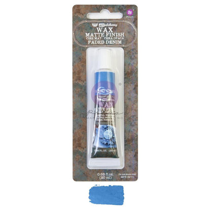 Wax ... Finnabair Art Alchemy by Prima Marketing - Creamy bees wax based mixed media medium for adding metallic and opalescent finishes to off-the-page models, home decor, sculpture, papercrafts, mixed media and visual arts. Image showing the tube of Matte Faded Denim.