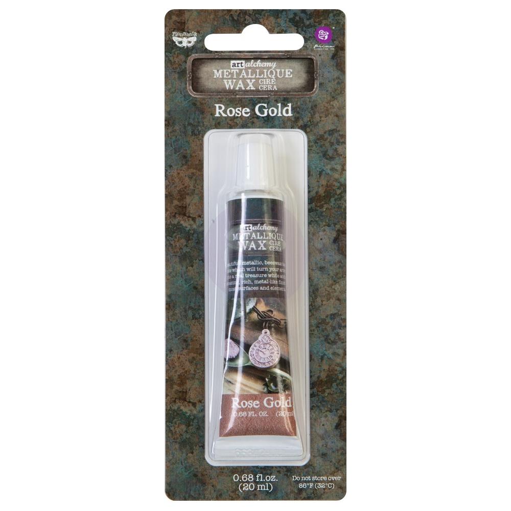 Wax ... Finnabair Art Alchemy by Prima Marketing - Creamy bees wax based mixed media medium for adding metallic and opalescent finishes to off-the-page models, home decor, sculpture, papercrafts, mixed media and visual arts. Image showing the tube of Metallique Rose Gold.