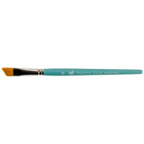 Angular Shader Paint Brush, 1/2" wide - Princeton Select. durable high quality all media paintbrush to use for decorating, painting, papercrafts, mixed media, visual arts. One brush with blue wooden handle, silver ferrules, flexible angled synthetic bristles, half inch wide (1/2" or 12mm). Angled brushes are fantastic for blending, shaping faces, petals or leaves, painting a varied fine and thick line, filling in areas, tipping into small areas... its such a great shape for a brush.