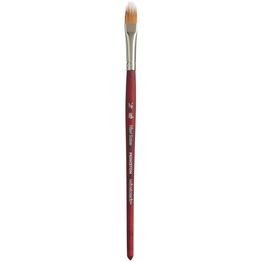 Filbert Grainer, 3/8" - Velvetouch All Media Paint Brush by Princeton... artist quality paint brush with flexible synthetic bristles in a flat brush-head with a tapered, rounded oval tip that is refined into a comb, with toothy gaps. Wooden handle with a velvety, lightweight and balanced feel. Ideal for painting, crafting, visual arts.