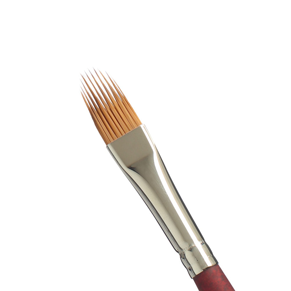 Filbert Grainer, 3/8" - Velvetouch All Media Paint Brush by Princeton... artist quality paint brush with flexible synthetic bristles in a flat brush-head with a tapered, rounded oval tip that is refined into a comb, with toothy gaps. Wooden handle with a velvety, lightweight and balanced feel. Ideal for painting, crafting, visual arts.