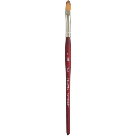 Filbert no.8 - Velvetouch All Media Paint Brush by Princeton... artist quality paint brush with flexible synthetic bristles in a flat brush-head with a tapered, rounded oval tip. Wooden handle with a velvety, lightweight and balanced feel. Ideal for painting, crafting, visual arts.