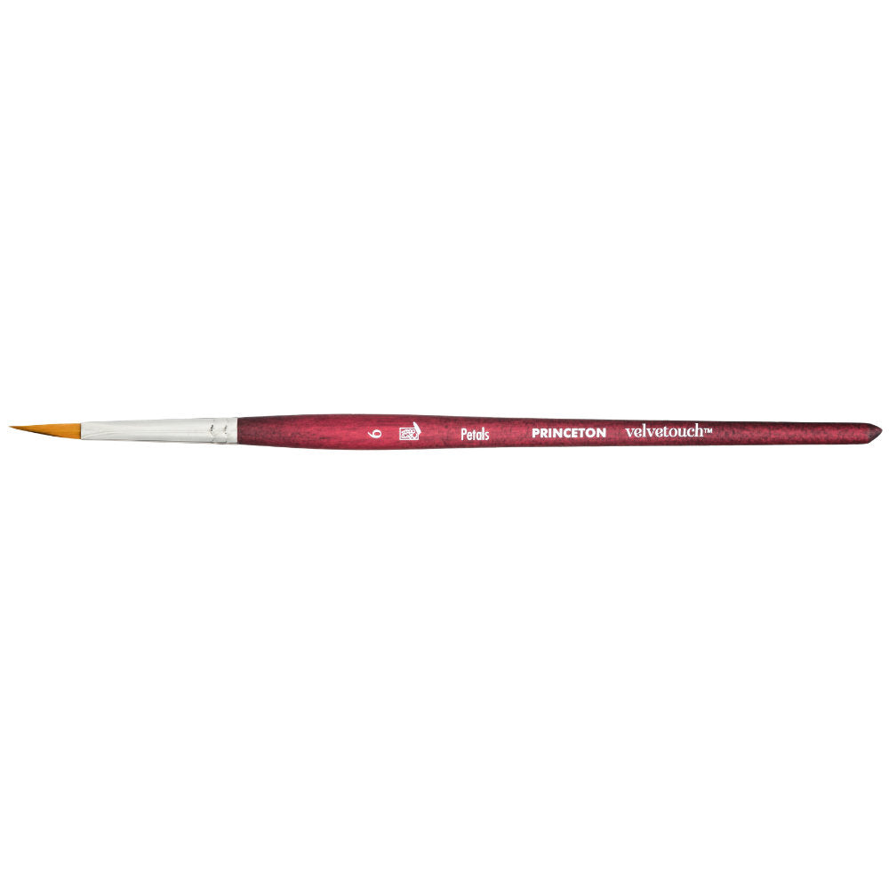Petals (Dagger) no.6 - Velvetouch All Media Paint Brush by Princeton... artist quality paint brush with flexible synthetic bristles as a wide triangular brush-head with a sharply tapered, shapely pointy tip. Wooden handle with a velvety, lightweight and balanced feel. Ideal for painting, crafting, visual arts.