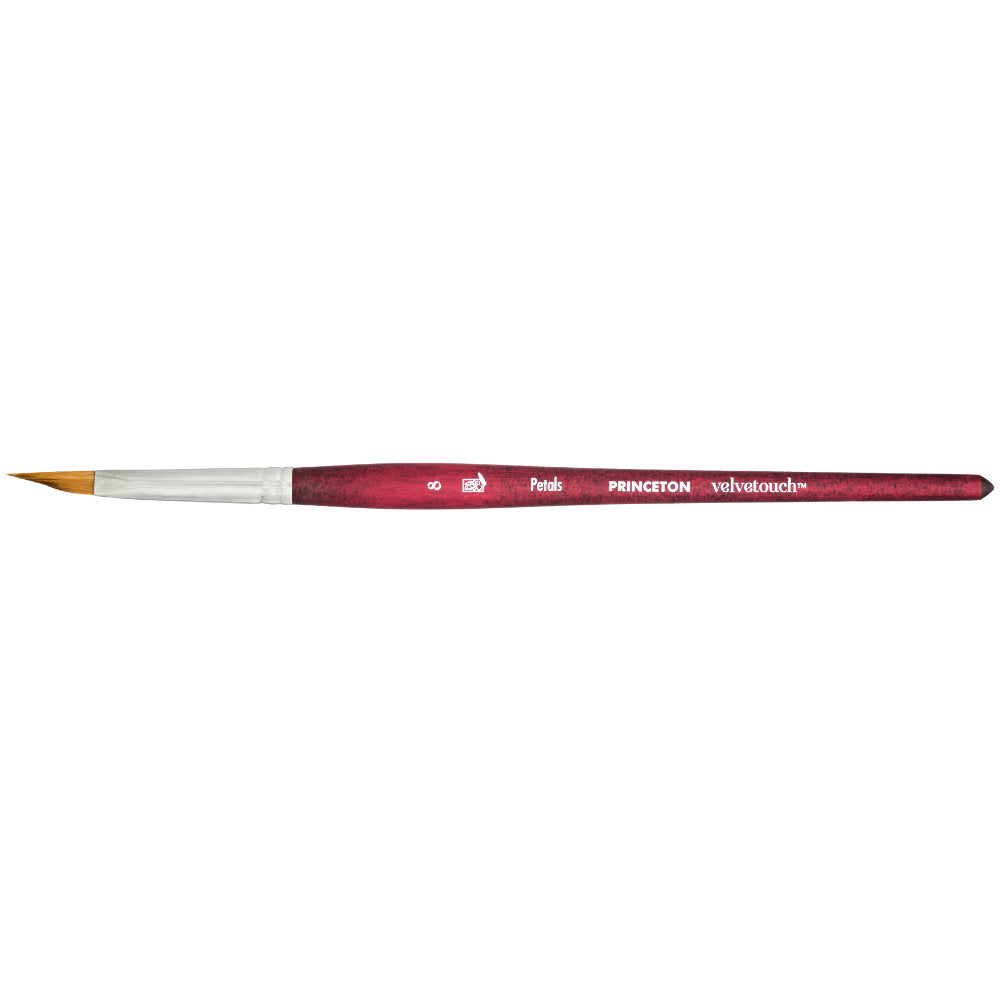 Petals (Dagger) no.8 - Velvetouch All Media Paint Brush by Princeton... artist quality paint brush with flexible synthetic bristles as a triangular brush-head with a sharply tapered, shapely pointy tip. Wooden handle with a velvety, lightweight and balanced feel. Ideal for painting, crafting, visual arts.