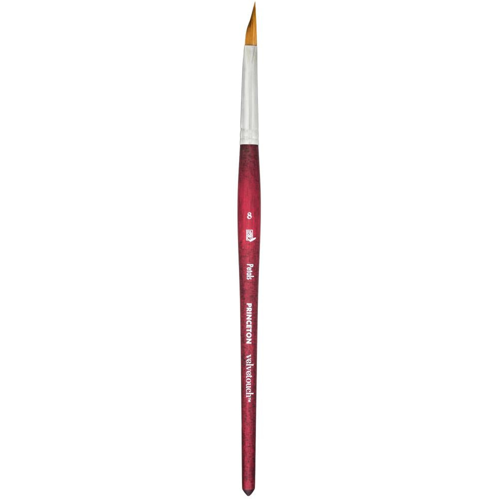 Petals (Dagger) no.8 - Velvetouch All Media Paint Brush by Princeton... artist quality paint brush with flexible synthetic bristles as a triangular brush-head with a sharply tapered, shapely pointy tip. Wooden handle with a velvety, lightweight and balanced feel. Ideal for painting, crafting, visual arts.
