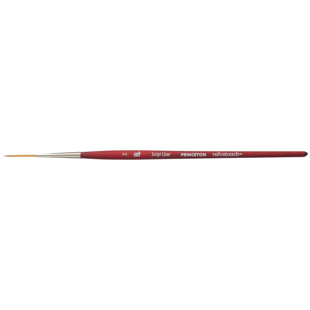 Script Liner no.2 - Velvetouch All Media Paint Brush by Princeton... artist quality paint brush with flexible synthetic bristles in a round base with very long tapered tip. Wooden handle with a velvety, lightweight and balanced feel. Ideal for painting, crafting, visual arts.