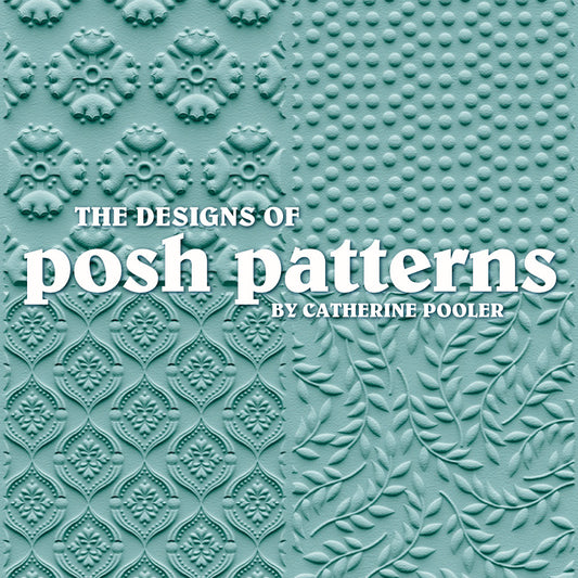 Posh Patterns - 3D Embossing Folder ... designed by Catherine Pooler for Sizzix (no.666828). The embossing folder is greeting card sized - A6 (113mm x 162mm), each design is 53mm x 80mm.
A fabulous way to create something different for a card or journal fodder, use as a single piece with 4 designs or emboss different patterns on smaller pieces at the same time.