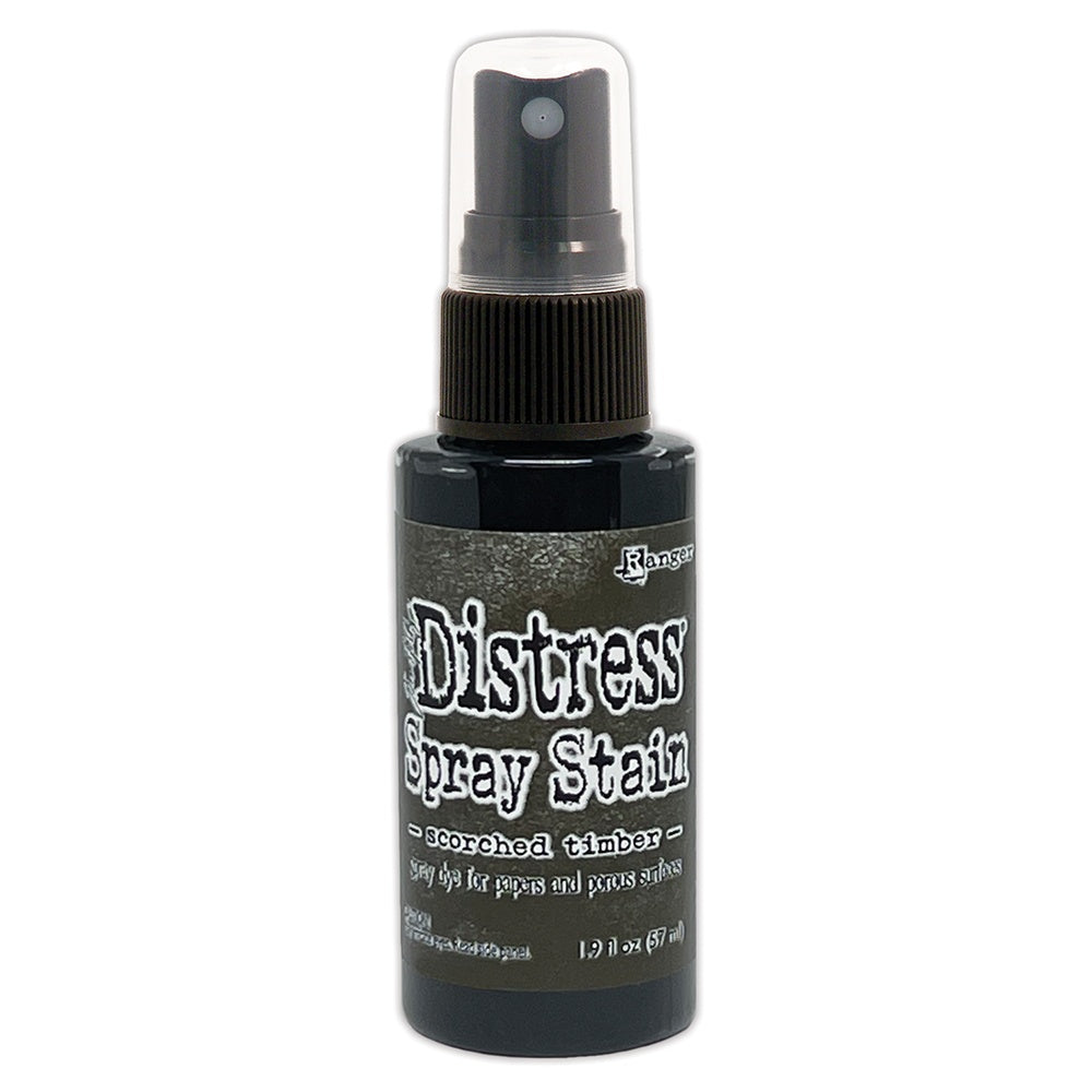photo of the Distress Spray Stain - Tim Holtz Distress by Ranger, Scorched Timber, image of the packaging, available at Art by Jenny online in Australia.