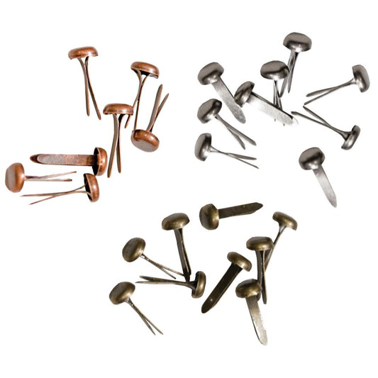 Long Fasteners (split pins, 3mm x 12mm long) ... Idea-Ology Metal Brads by Tim Holtz ... beautifully crafted and durable, these split pins or brads are the ideal fastener to use to attach layers and embellishments in visual arts of all kinds. Pack of 90 (ninety) fasteners (approx 1/8" wide, 1/2" long). FYI, out of Tim's Idea-Ology split pin range, these are the middle sized ones. The smallest are called "Screw Top Fasteners", largest are called "Large Fasteners", both also available, sold separately.