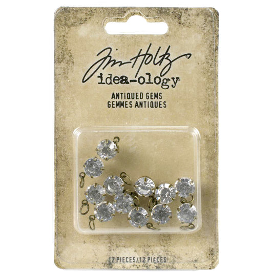 Tim Holtz Idea-Ology - Adornments - Antiqued Gems - 12 Pieces