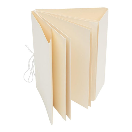 Booklet Folio ... by Tim Holtz Idea-Ology. 1 (one) blank prefolded bookmaking base made of creamy coloured mixed media heavystock - small book style booklet featuring 1 cover with flaps, 2 sections (each with 4 pages and stitched spines), length of twill tape and length of white thread. Use to make gifts, extended greeting card, an interactive junk journal, flip out in an altered book, a memory album or simply a fun crafty keepsake. TH94364