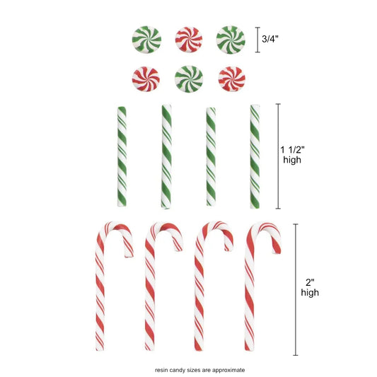 Christmas Confections - Candy Canes, Twirls and Sticks - by Tim Holtz Idea-Ology ... miniature resin sweeties used for decoration, assemblage or party decor. 14 (fourteen) pieces (4 canes, 4 sticks, 6 round twirls). TH94491
This packet contains a selection of faux sweets in the style and shape of traditional candycanes (red and white stripes), spearmint sticks (green and white stripes) and humbug twirls in red, white and green ... but they are not edible! Do not eat! Decoration only :)