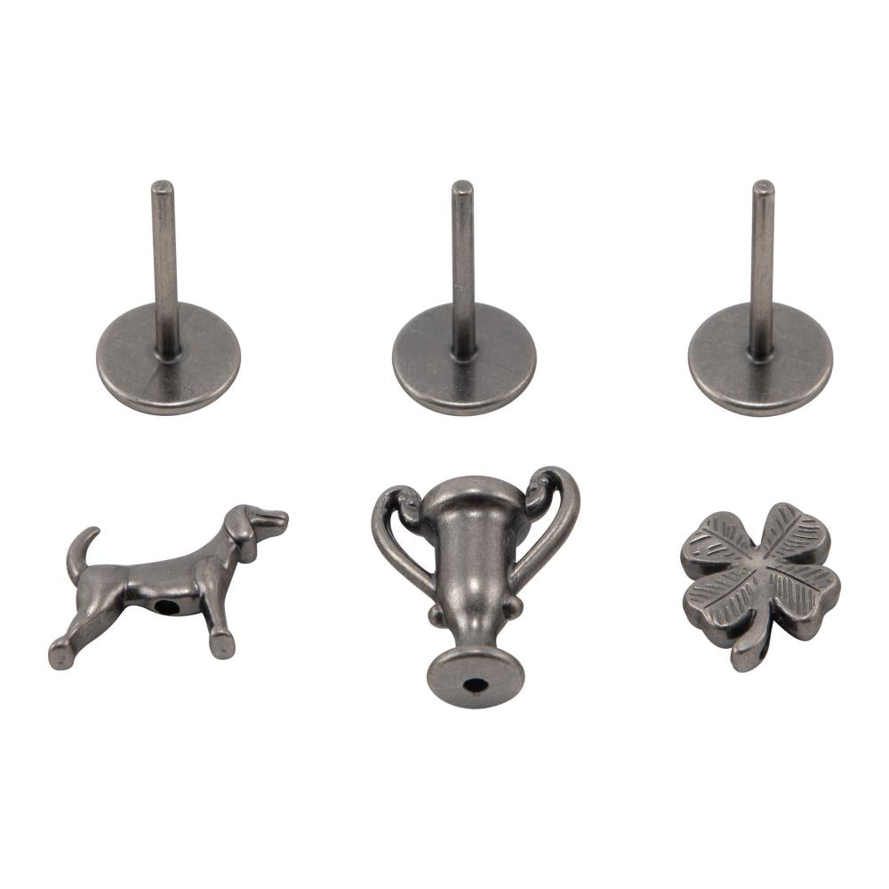Tim Holtz Idea-Ology - Metal Figure Stands - Dog Trophy 4-Leaf Clover - 6 Pieces