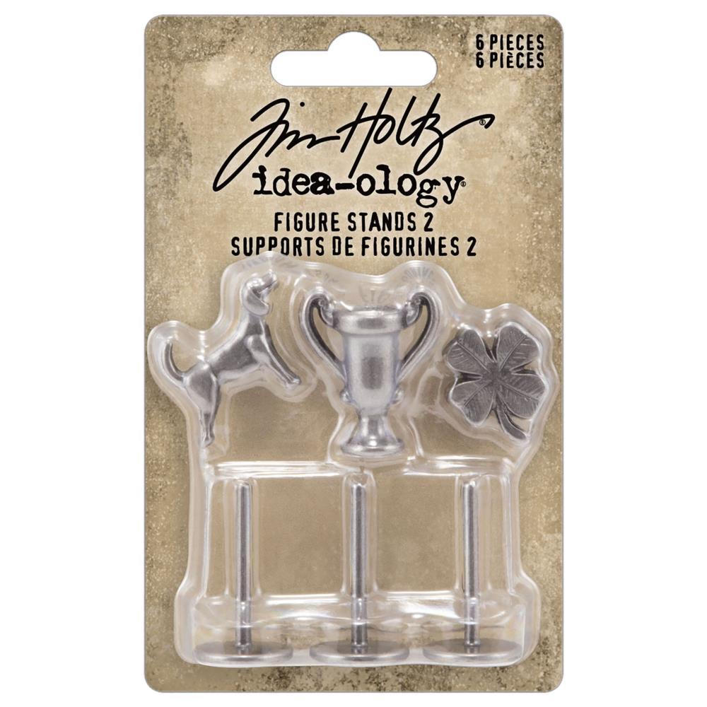 Tim Holtz Idea-Ology - Metal Figure Stands - Dog Trophy 4-Leaf Clover - 6 Pieces