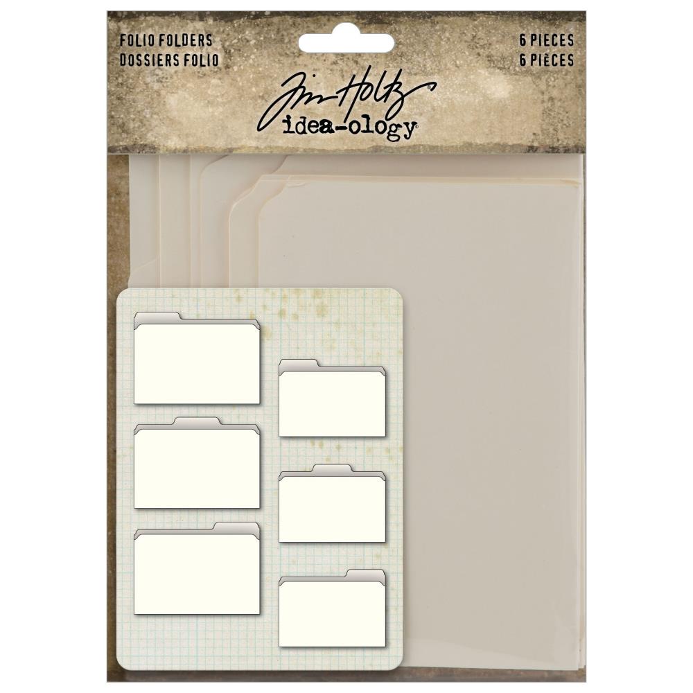 Folio Folders ... by Tim Holtz Idea-Ology - 6 (six) blank folders. Creamy white blank cardstock in the shape of catalogue folders, folded in half with tabs along the top edge. Create an interactive junk journal, memory album or fun keepsake. Tim Holtz Idea-Ology blank pieces are the perfect foundation for your next mixed-media make or addition to a scrapbooking page with all the flip out elements, ideal for storing and or displaying collage fodder, memorabilia and photos. TH94370