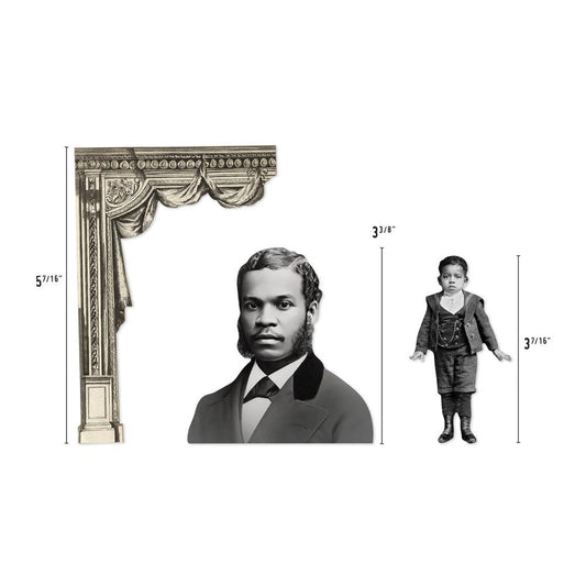 Paper Dolls - Halloween, Layers ... by Tim Holtz Idea-Ology - Printed cardstock featuring vintage photographs printed in neutrals, toned down colour, sepia, black and white. 64 (sixty four) pieces in a variety of sizes and shapes, one of each design. TH94399. Die cut cardstock shapes vary from 1" to 5" in size. Clocks, people, date dials, roses, skulls and much much more. Photo of three pieces demonstrating size.