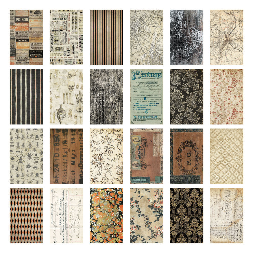 Tim Holtz Idea-Ology Surfaces - Backdrops - Printed Paper 6x10in - 24 Sheets - Halloween - NEW!
