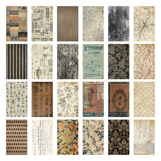 Tim Holtz Idea-Ology Surfaces - Backdrops - Printed Paper 6x10in - Halloween - 24 Sheets - NEW!