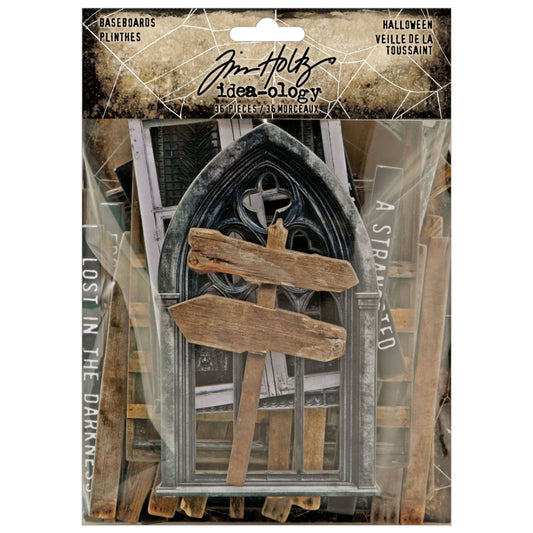 Tim Holtz Idea-Ology - Baseboards Halloween - Windows Doors Signposts - 36 Pieces - NEW!