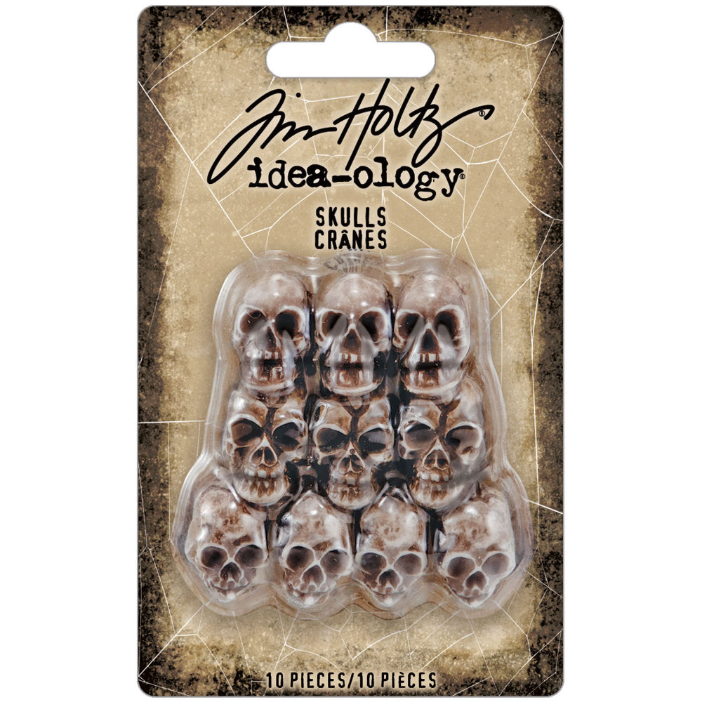 Tim Holtz Idea-Ology - Resin - Skulls - 12 Pieces - NEW!
