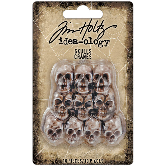 Tim Holtz Idea-Ology - Resin - Halloween - Skulls - 12 Pieces - NEW!