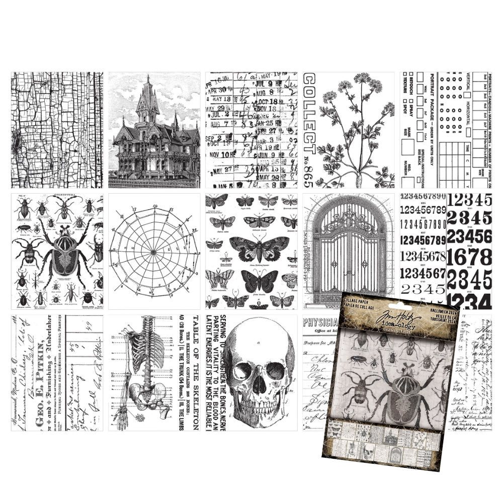 Tim Holtz Idea-Ology - Collage Tissue - Halloween - 30 Sheets - NEW!