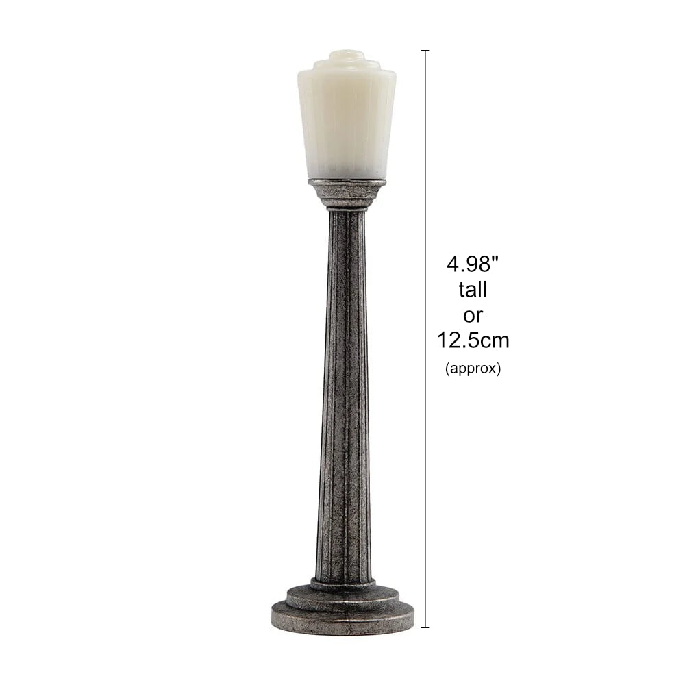Lamp Post ... Idea-Ology Metal Adornments by Tim Holtz. With a tall silver coloured metal column to hold a removable light fitting, this vintage inspired lamppost is perfect for use as embellishments in mixed media, display makes, home decor, all kinds of visual creative arts. 1 (one) lamppost made of 2 parts (stem and light), approx 4.98" tall. Photo of the light with dimensions marked. TH94497
