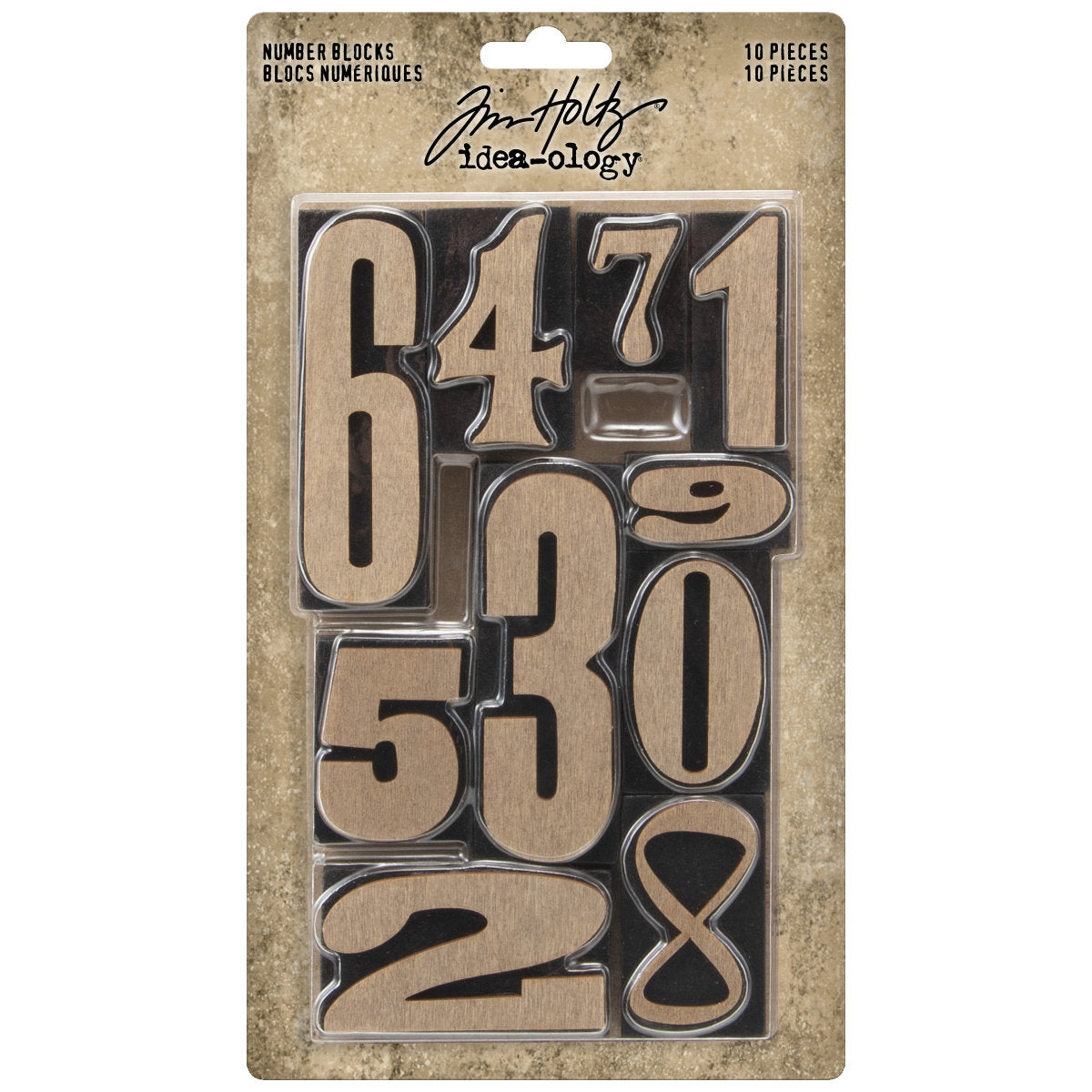 Number Blocks ... Idea-Ology by Tim Holtz - 10 (ten) numbers made from thin layers of natural timber on stained wooden bases for use in creating off the page creations or mixed media projects. Numbers 0 to 9 in various sizes (one of each). Wooden blocks with the numbers 0 to 9 in assorted sizes are perfect for creating gifts, assemblage, displays, frames, dimensional collage and mixed media projects. TH94037