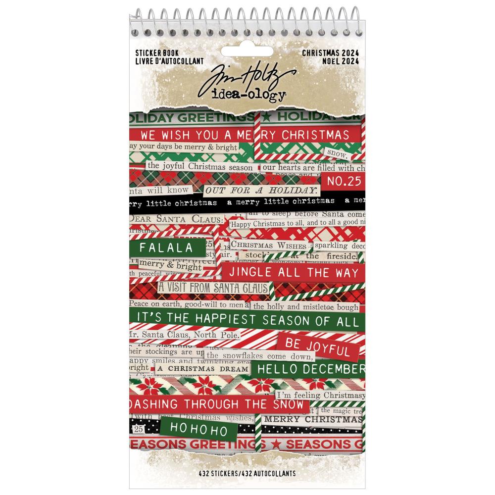 Tim Holtz Idea-Ology - Spiral Bound Sticker Book - Christmas - 8 Pages 432 Stickers