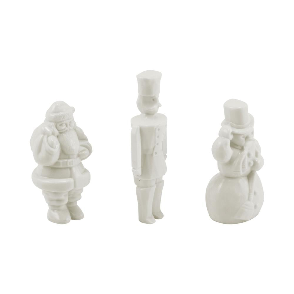 Salvaged Santa Claus, Toy Soldier and Snowman - Large, 3 1/2" and 2 3/4" tall - Idea-Ology Resin Models by Tim Holtz ... 3 miniature characters made of white resin, 1 of each design. Sizes (large set) : Santa stands 2 3/4" tall, soldier is 3 1/2" tall, snowman is 2 3/4" tall. Their flat base enables them to stand up by themselves. One of each character. Designed by Tim Holtz, made by Advantus Corp for the Idea-Ology range. TH94361