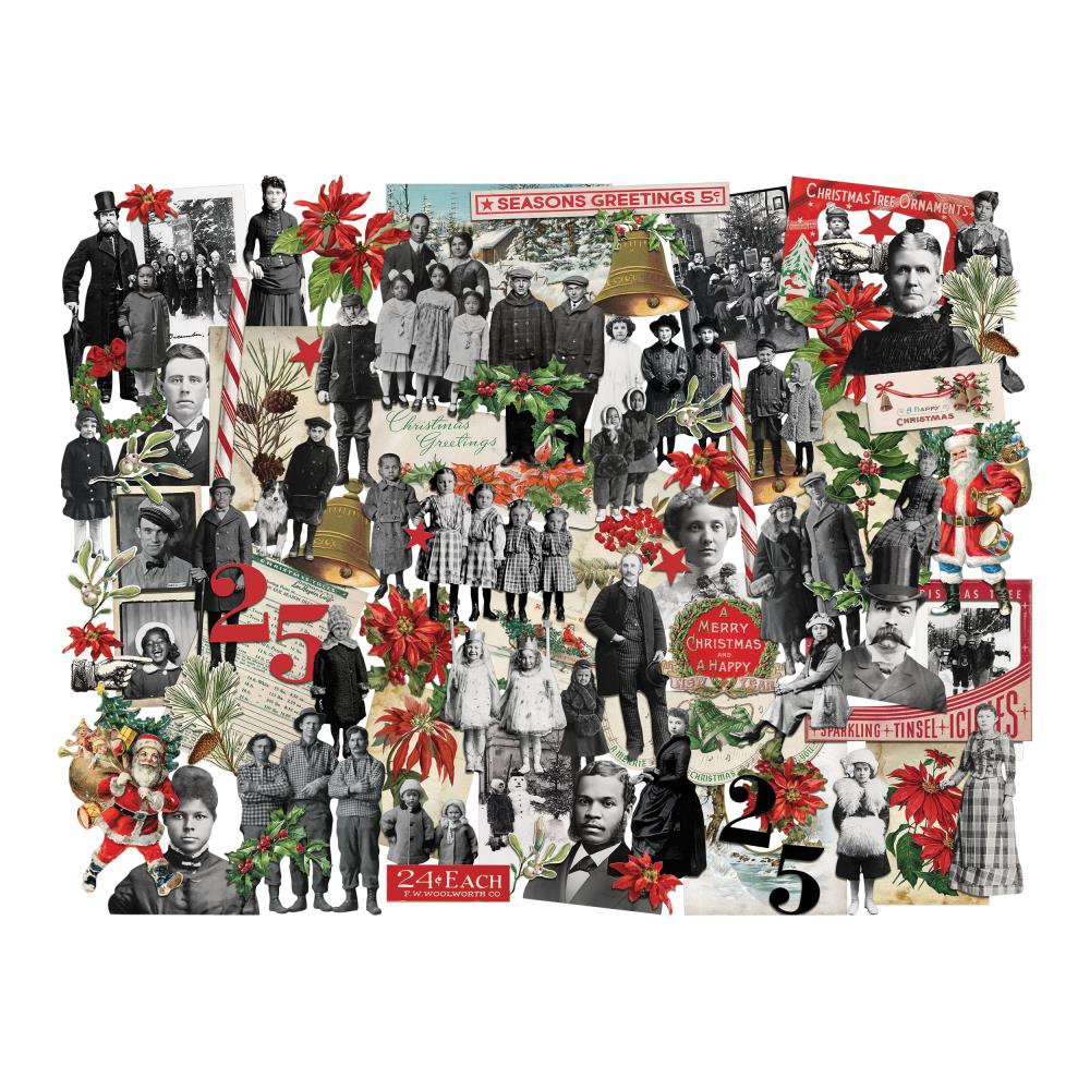 Layers and Paper Dolls - Christmas 2023 ... Idea-Ology by Tim Holtz - beautiful and versatile, this pack is full of vintage photographs and salvaged festive Christmas elements, used for decorations, displays and ornaments, mixed media, cardmaking, papercraft, scrapbooking and visual arts. 68 (sixty eight) die cut pieces printed on heavyweight paper with a matte finish. 