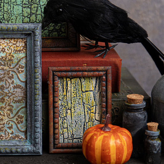 Example of Cracked - 3D Texture Fades Embossing Folder ... by Tim Holtz and Sizzix (no.666295). Inspired by nature, this easy to use dimensional embossing folder creates a beautiful organic look and feel with this realistic bark or cracked stone pattern over the whole surface of the folder, created with different heights to give fabulous layered effects. Another amazing design from Tim, perfect for cards, journal pages, bookmaking, book covers, papercrafts and visual arts.