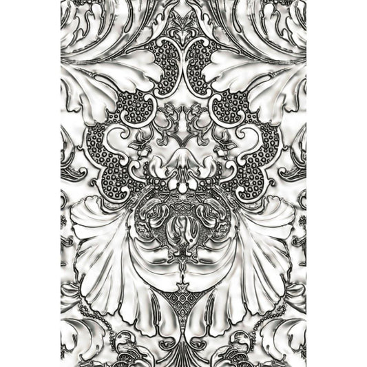 Damask - 3D Texture Fades Embossing Folder ... by Tim Holtz and Sizzix (no.665733). Another amazing design from Tim, perfect for cards, journal pages, bookmaking, book covers, papercrafts and visual arts. This A6 sized embossing folder with a layered, dimensional Damask pattern, is a beautiful intricate design featuring detailed foliage, seeds and scrollwork covering the whole surface of the embossing folder.