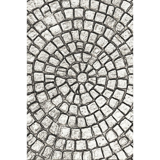 Mosaic - 3D Texture Fades Embossing Folder ... by Tim Holtz and Sizzix (no.666156). Another amazing design from Tim, perfect for cards, journal pages, bookmaking, book covers, papercrafts and visual arts.
This A6 sized embossing folder with a layered, dimensional tiled pattern, starting at the centre with circular rows of tiny organic shaped stones (rectangle, triangle, polygon) pebbles covering the whole surface of the embossing folder.