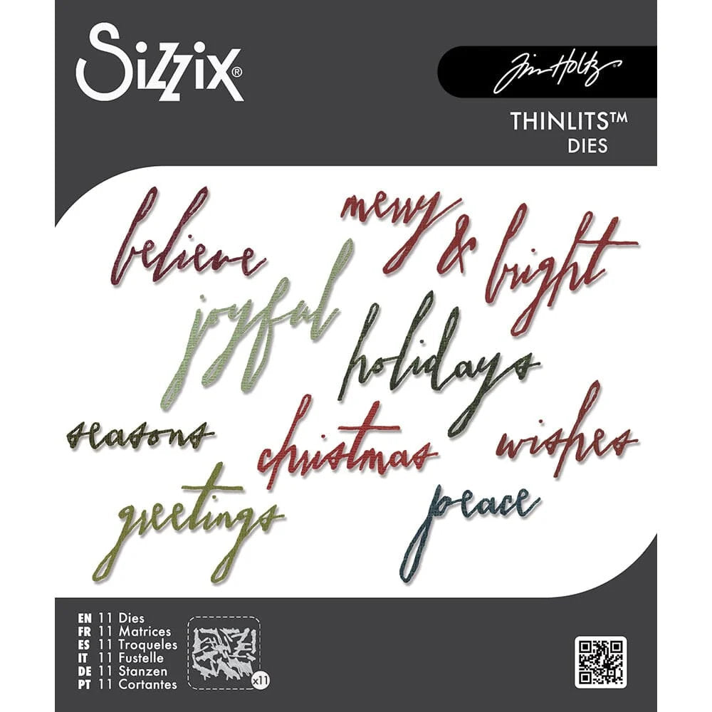 Tim Holtz Thinlits Die Cutting Set by Sizzix - Handwritten Holidays - PreOrder Soon