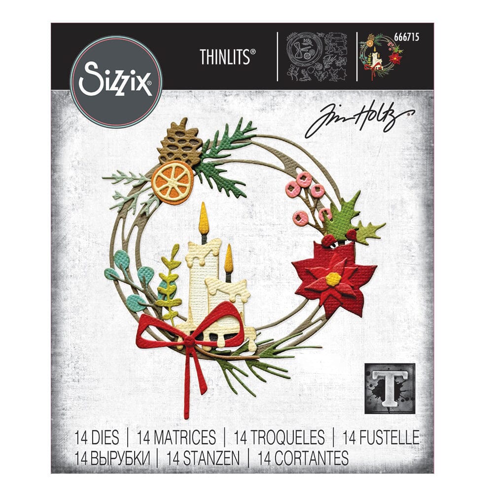 Tim Holtz Thinlits Die Cutting Set by Sizzix - Festive Wreath - PreOrder Soon