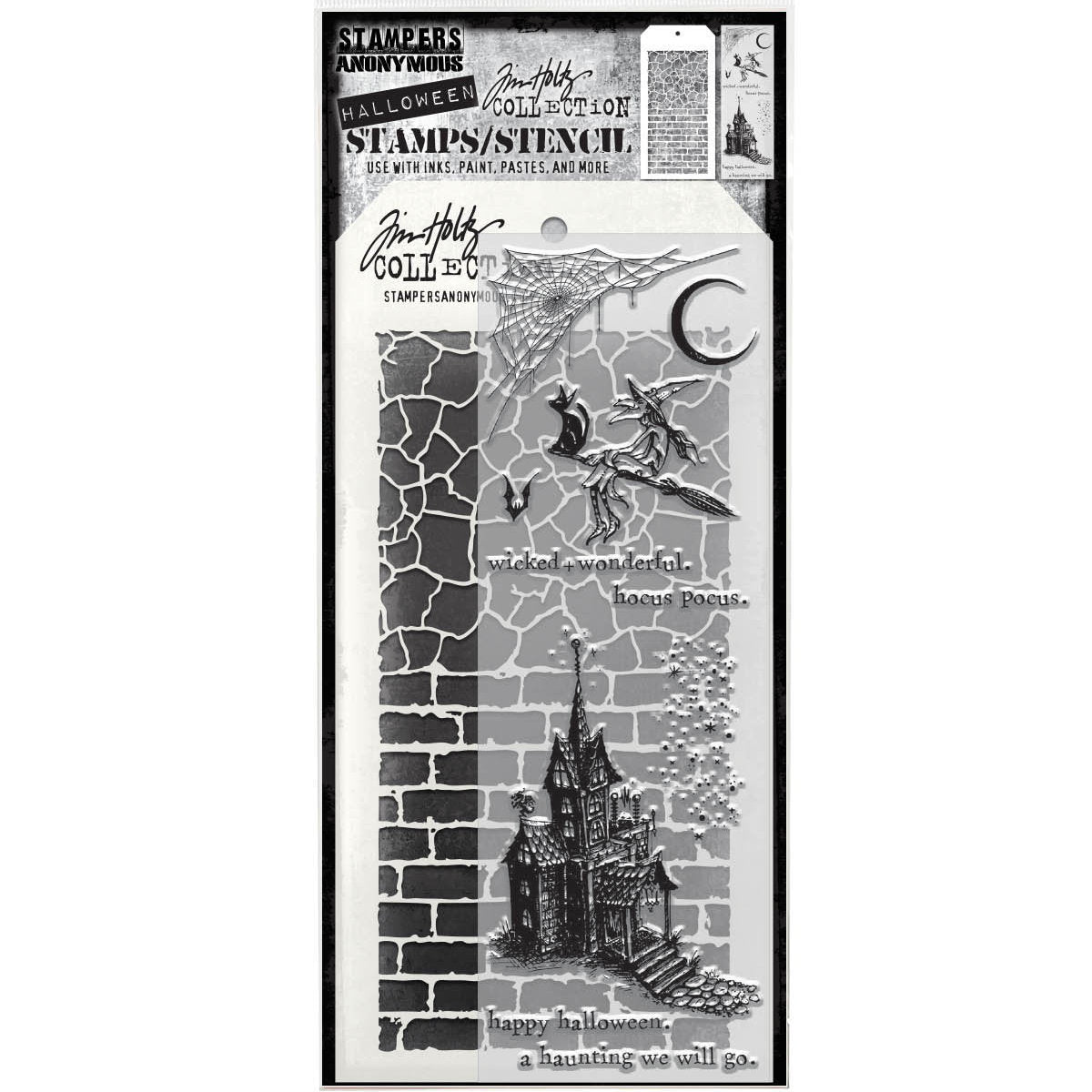 Tim Holtz Mixed Media - Stamps Stencil Set - THMM166 - Happy Halloween - NEW!