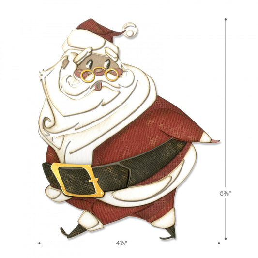 Jolly St Nick - Sizzix Thinlits die cutting templates by Tim Holtz. Use this set of dies to create a walking Santa Claus or Father Christmas out of paper, cardstock, lightweight fabric and more for journaling, bookmaking, papercrafts, visual arts and scrapbooking. 11 (eleven) templates in total (no.664198).
