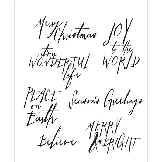 Designed by Tim Holtz, made by Stampers Anonymous. Words and phrases to get creative for and during the Christmas holiday season - 7 stamps in total.