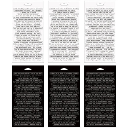 Small Talk Stickers - Tim Holtz Idea-Ology ... A collection of words and phrases to create your own conversation. 6 (six) sheets with 296 stickers.  This booklet contains a wide range of wonderful phrases and sayings that are thoughtful, kind and meaningful. Use to tell your story through art, add messages or thoughts to cards, include on journal pages, calendars and planners, add to memories while scrapbooking. Stickers can be used as they are or cut up to create what you want to say.