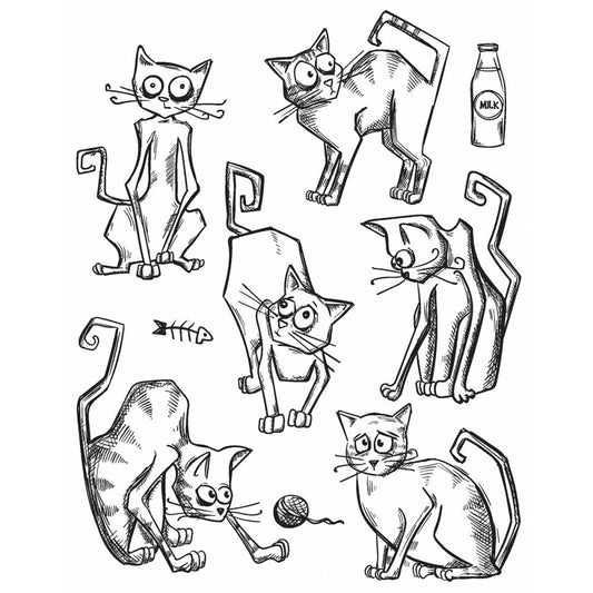 Tim Holtz Cling Rubber Stamp Set - Crazy Cats