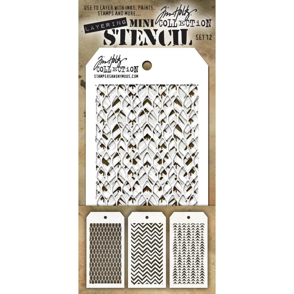 Tim Holtz Layering Mini Stencil - Set 12 - Mesh Zig Zag Tracks