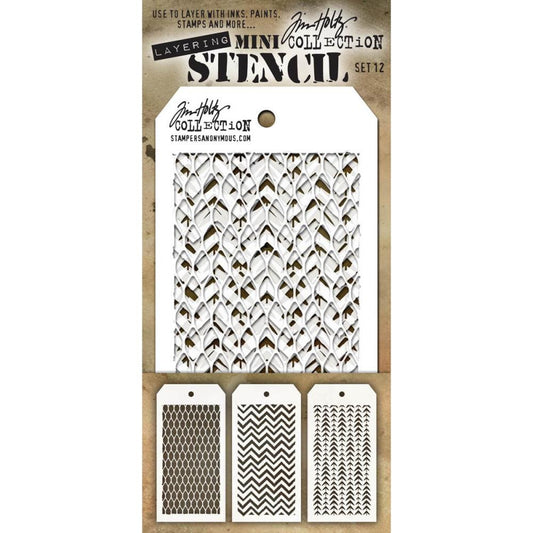 Tim Holtz Layering Mini Stencil - Set 12 - Mesh Zig Zag Tracks