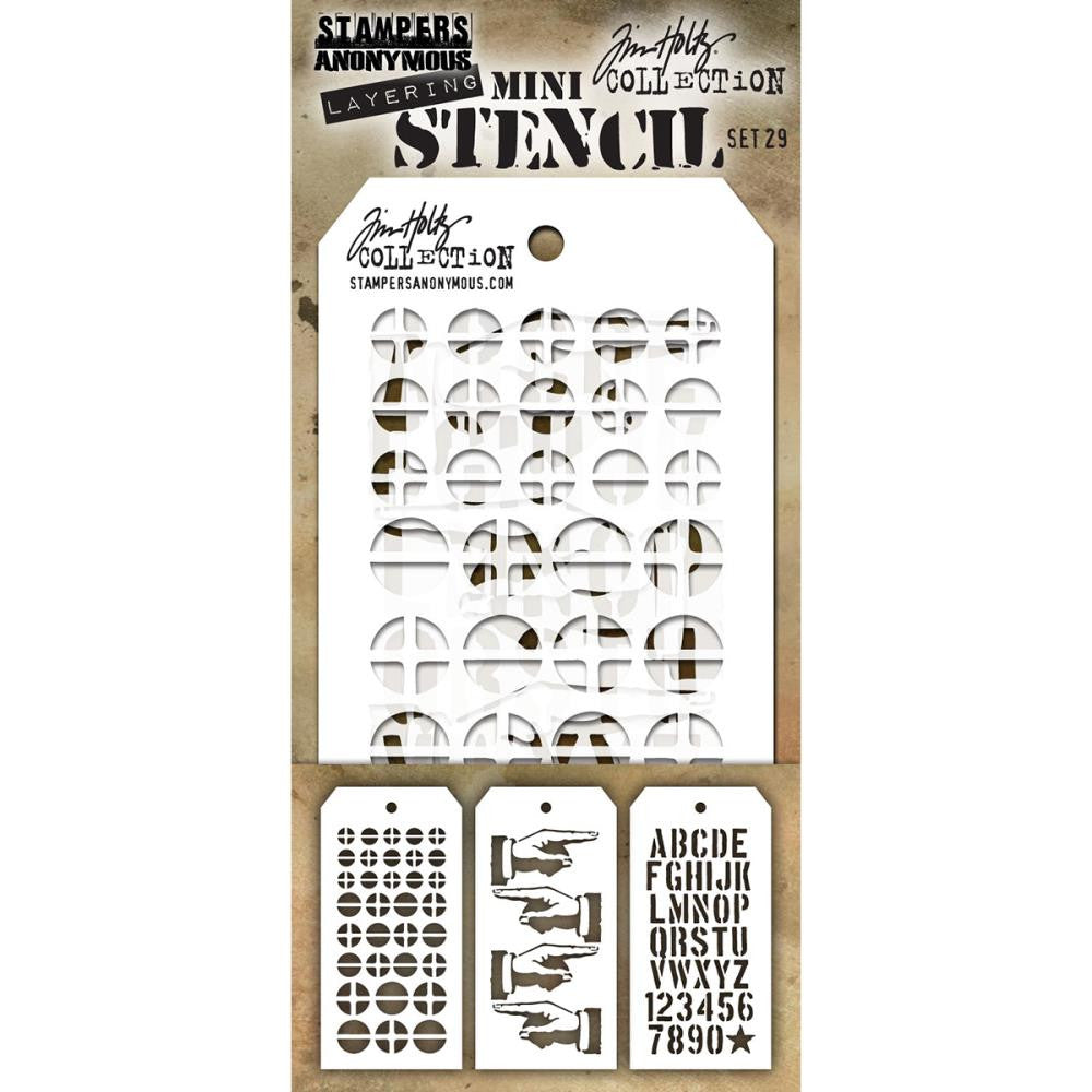 Tim Holtz Layering Mini Stencil - Set 29 - Screwed Direction Crate