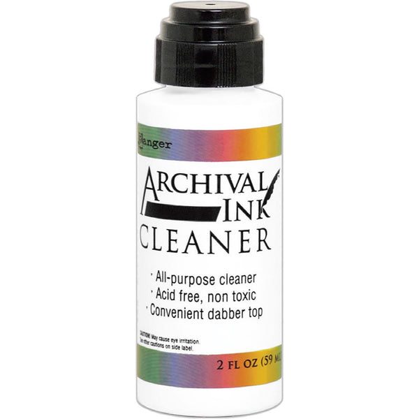 Archival Ink Cleaner - by Ranger ... Dauber top bottle that holds 2 fl oz (59ml).  Easily clean off any Archival ink or hybrid ink using an acid free, non toxic cleanser by Ranger Ink. Use on clear stamps, red rubber stamps, craft mats and tools. 