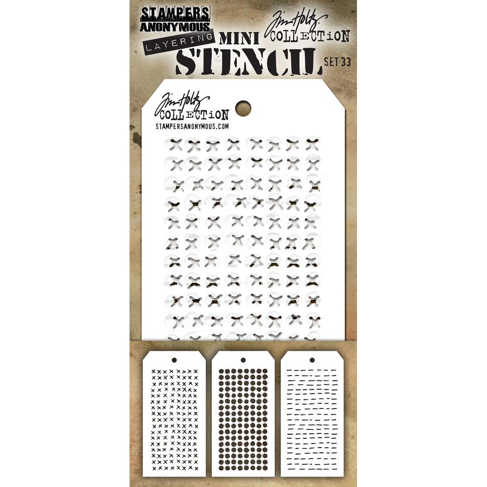 Tim Holtz Layering Mini Stencil - Set 33 - Stitched Dotted Dashes
