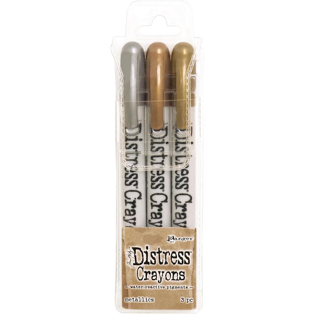 Tim Holtz Ranger Distress Crayons, Metallics Brushed Pewter, Antique Bronze, Tarnished Brass (silver, bronze and gold)