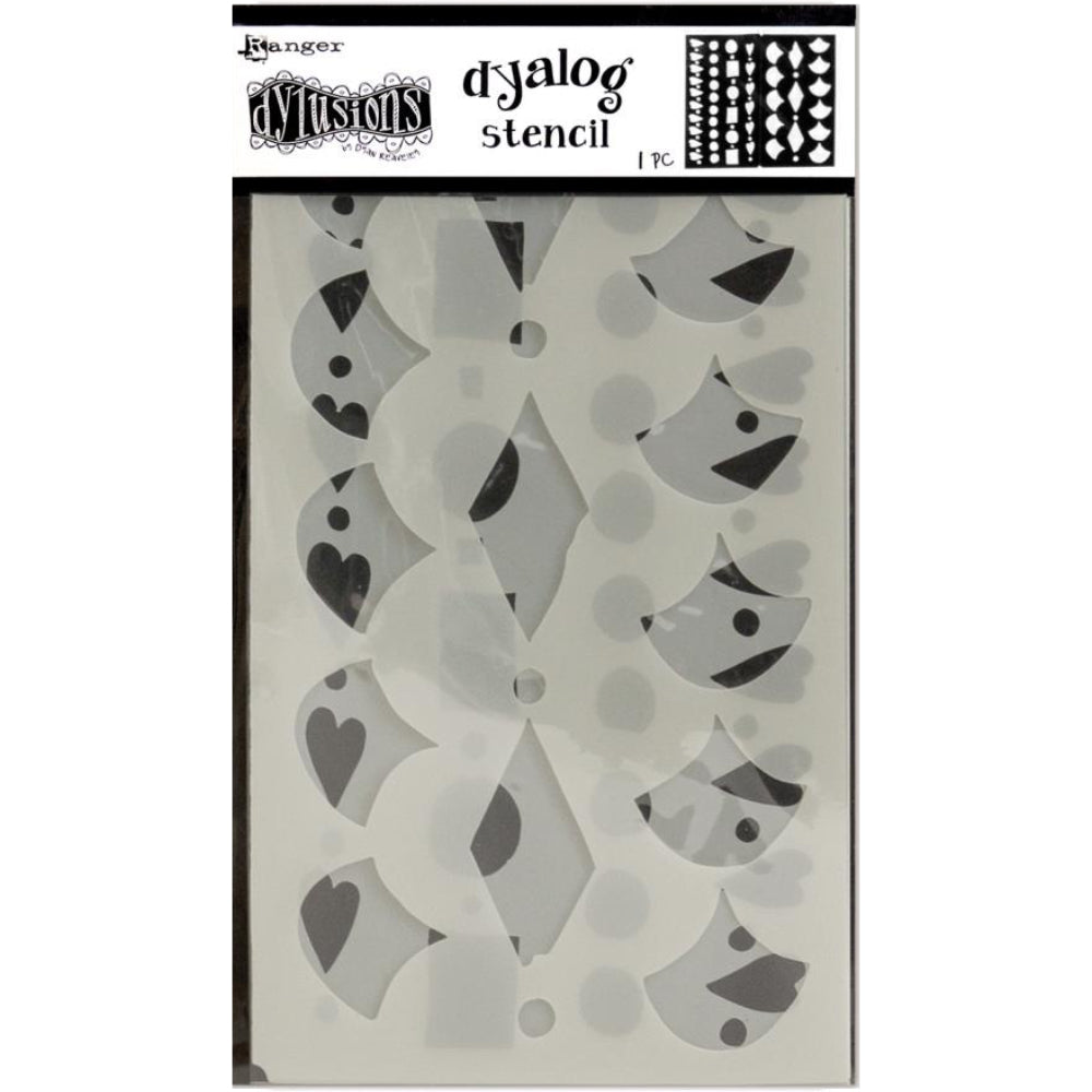 Dylusions Dyalog Stencil Set "Border It Too" by Dyan Reaveley - featuring 7 edges or dividers, diamonds, scales, holes, hearts and more