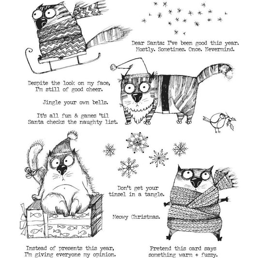 Snarky Cat Christmas - Tim Holtz Cling Rubber Stamps for Christmas 2020 at Art by Jenny